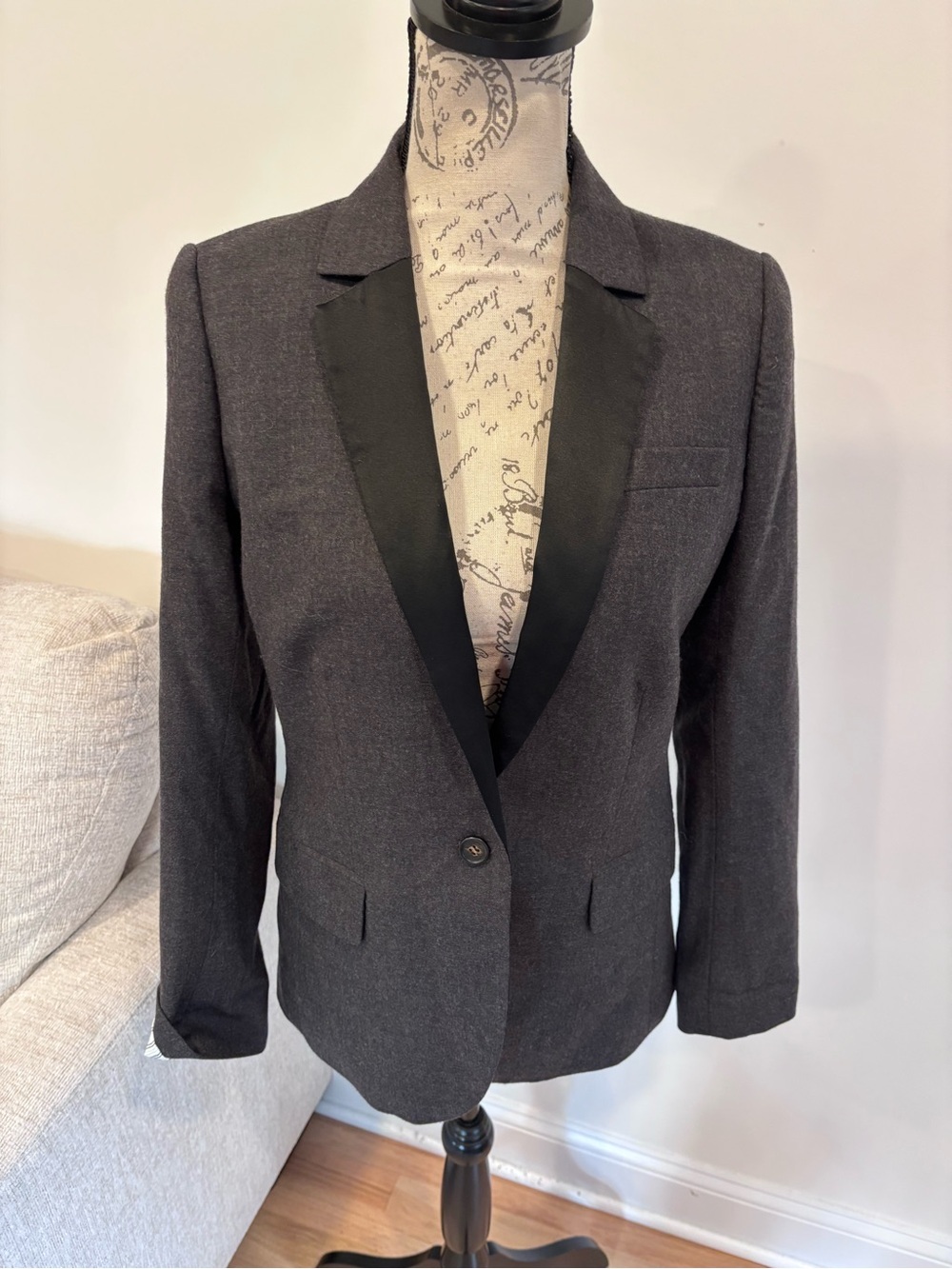 J. Crew gray and black Wool Tuxedo Blazer size 4